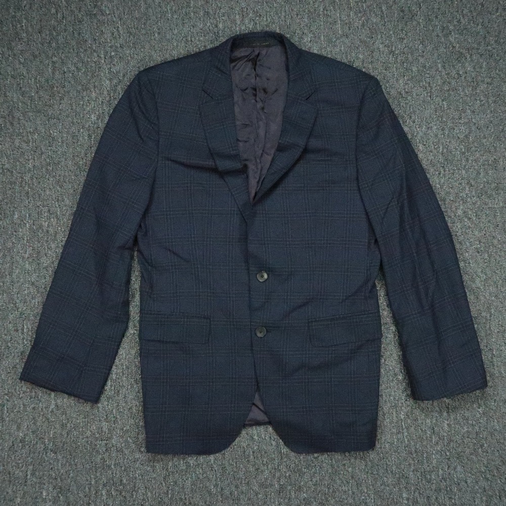 Hugo Boss Blazer Mens 38R Blue Glen Plaid Drago Wool Super 130 Sport Coat